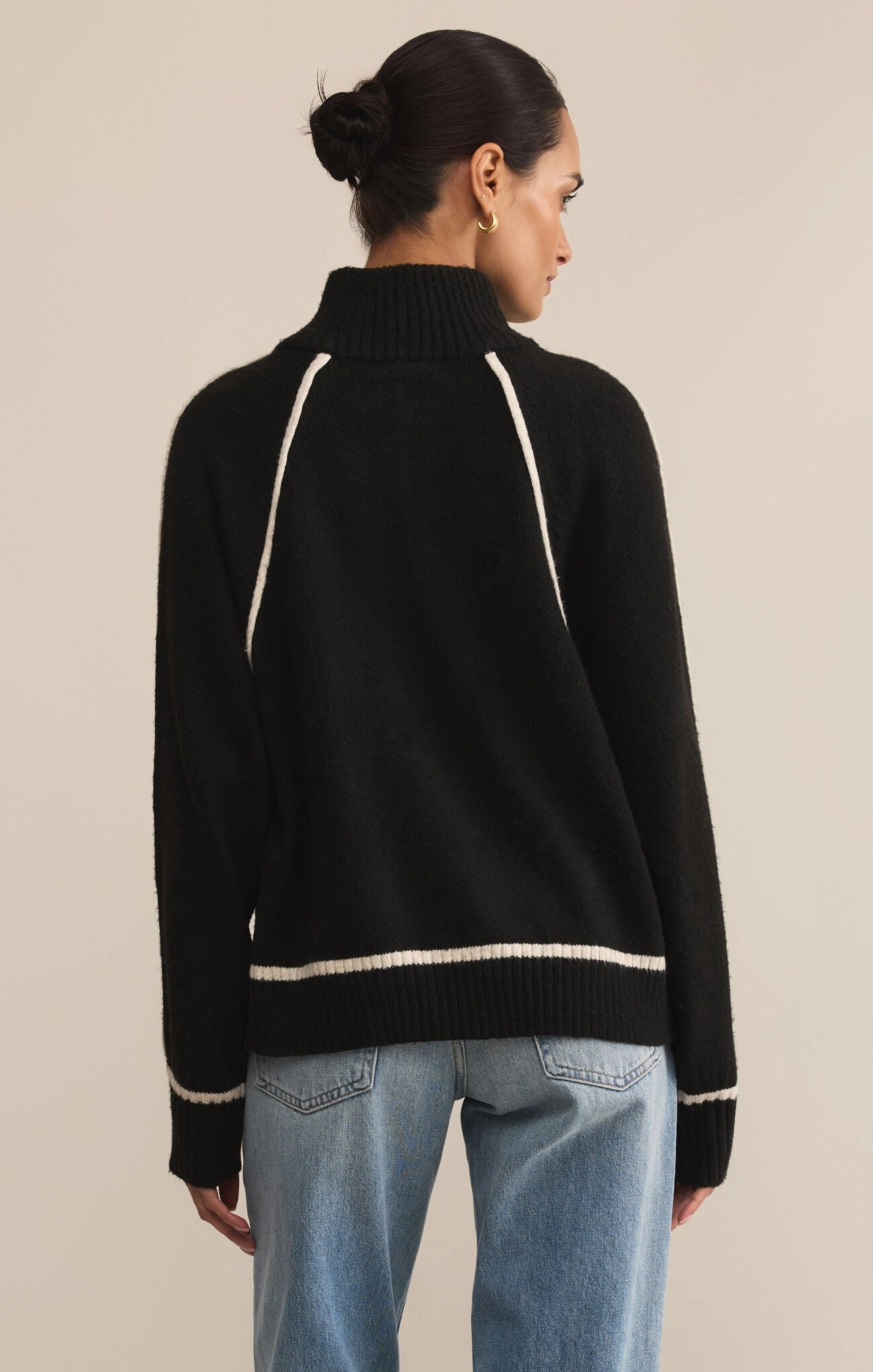 Layered Ventilation Zones Z Supply Alps Half Zip Sweater in Black
