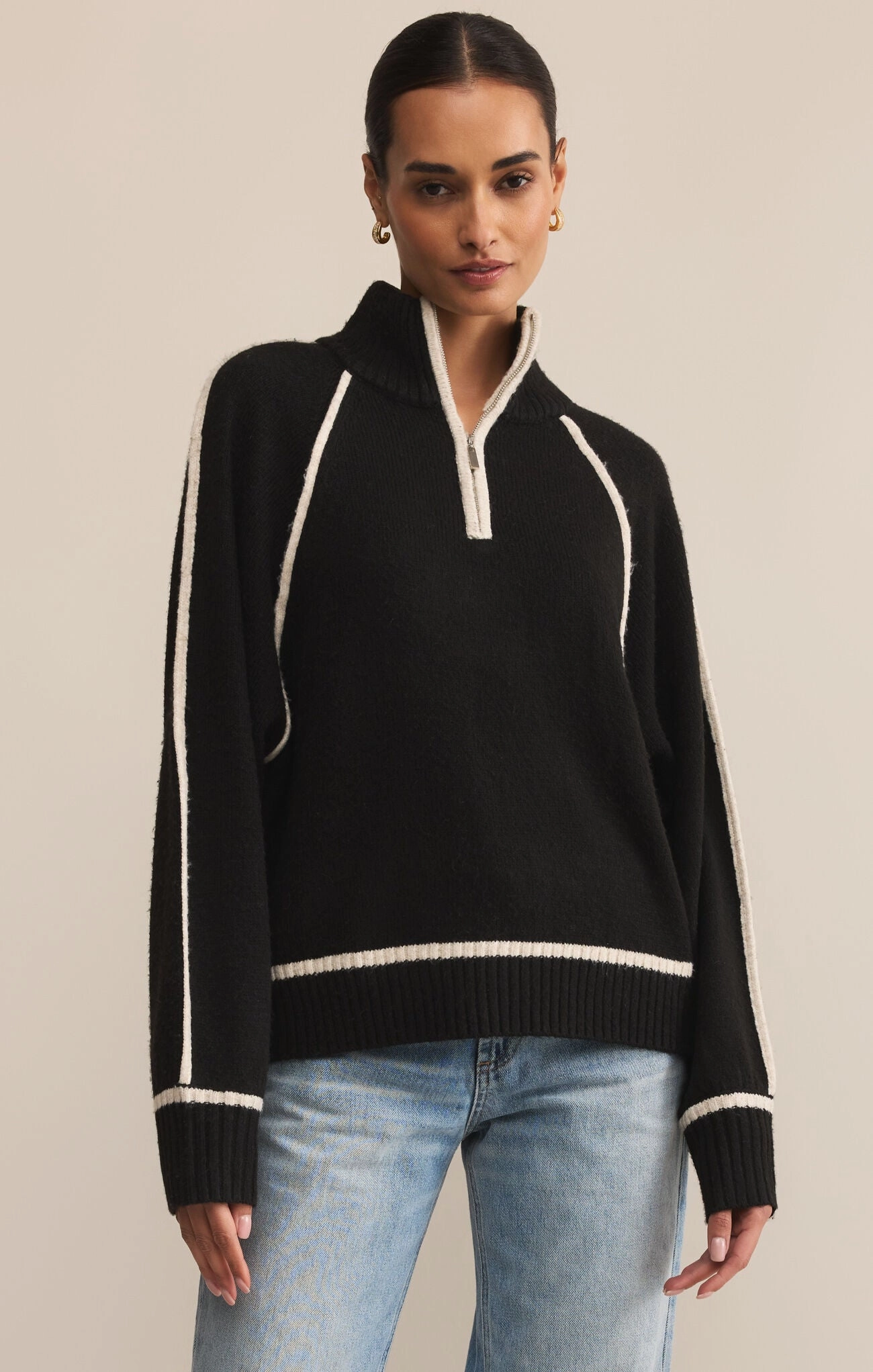QuickDry Technology Z Supply Alps Half Zip Sweater in Black