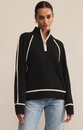QuickDry Technology Z Supply Alps Half Zip Sweater in Black