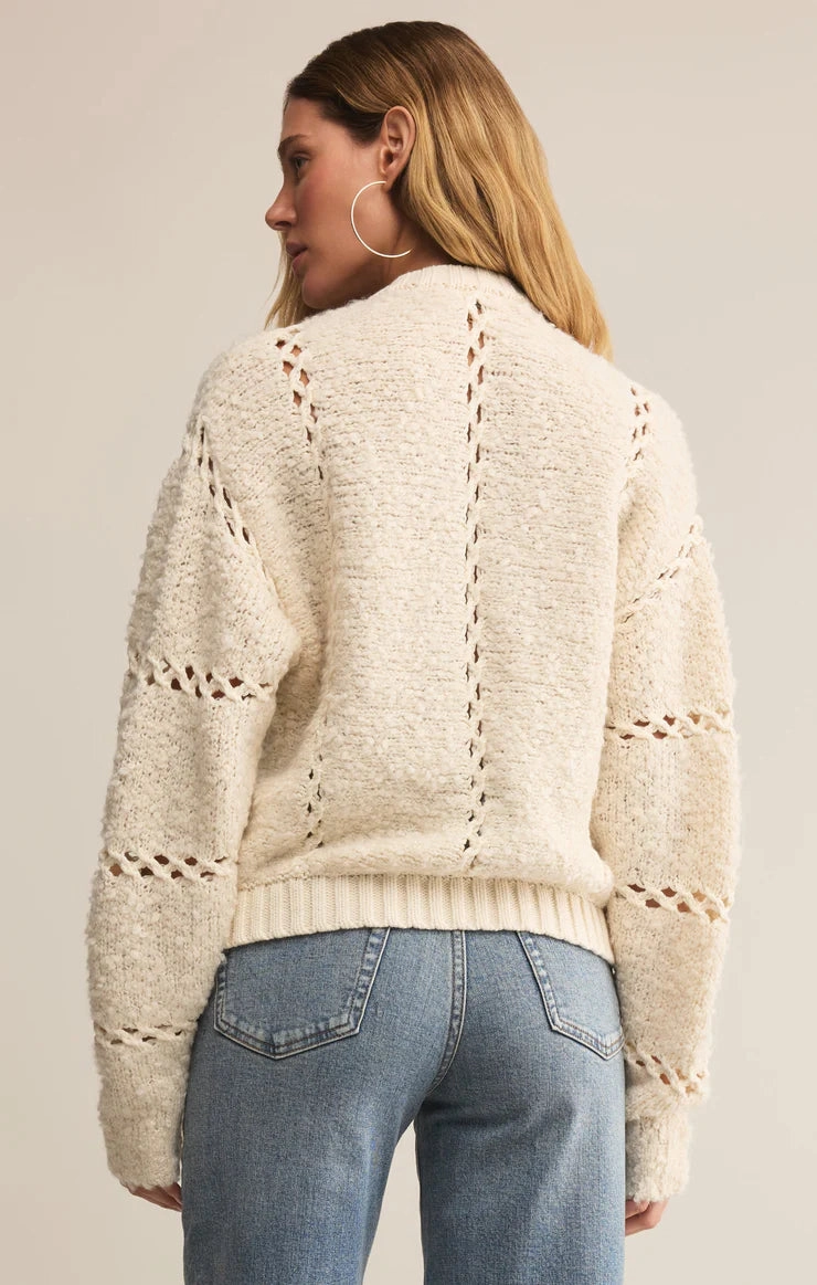 Z Supply Sundance Zip-Up Sweater Jacket in Crystal FrictionFreeNeckline