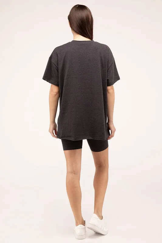 Zenana Cotton Blend Top & Biker Shorts Loungewear Set