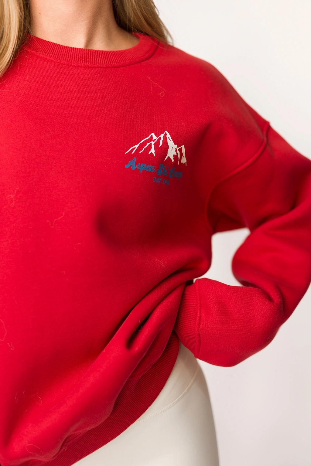 Aspen Ski Camp Sweatshirt in Cherry Versatile Layering Piece