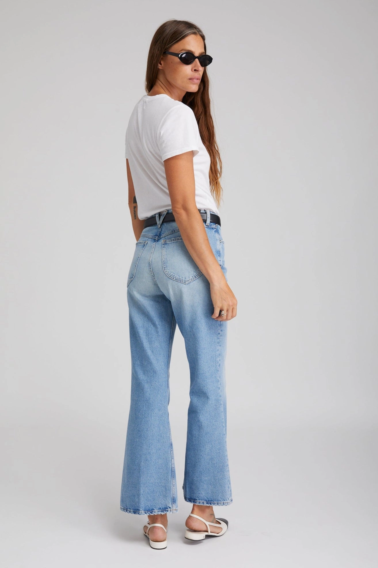 ButtonFront Cool Fabric Victoria Boyfriend Flare Denim