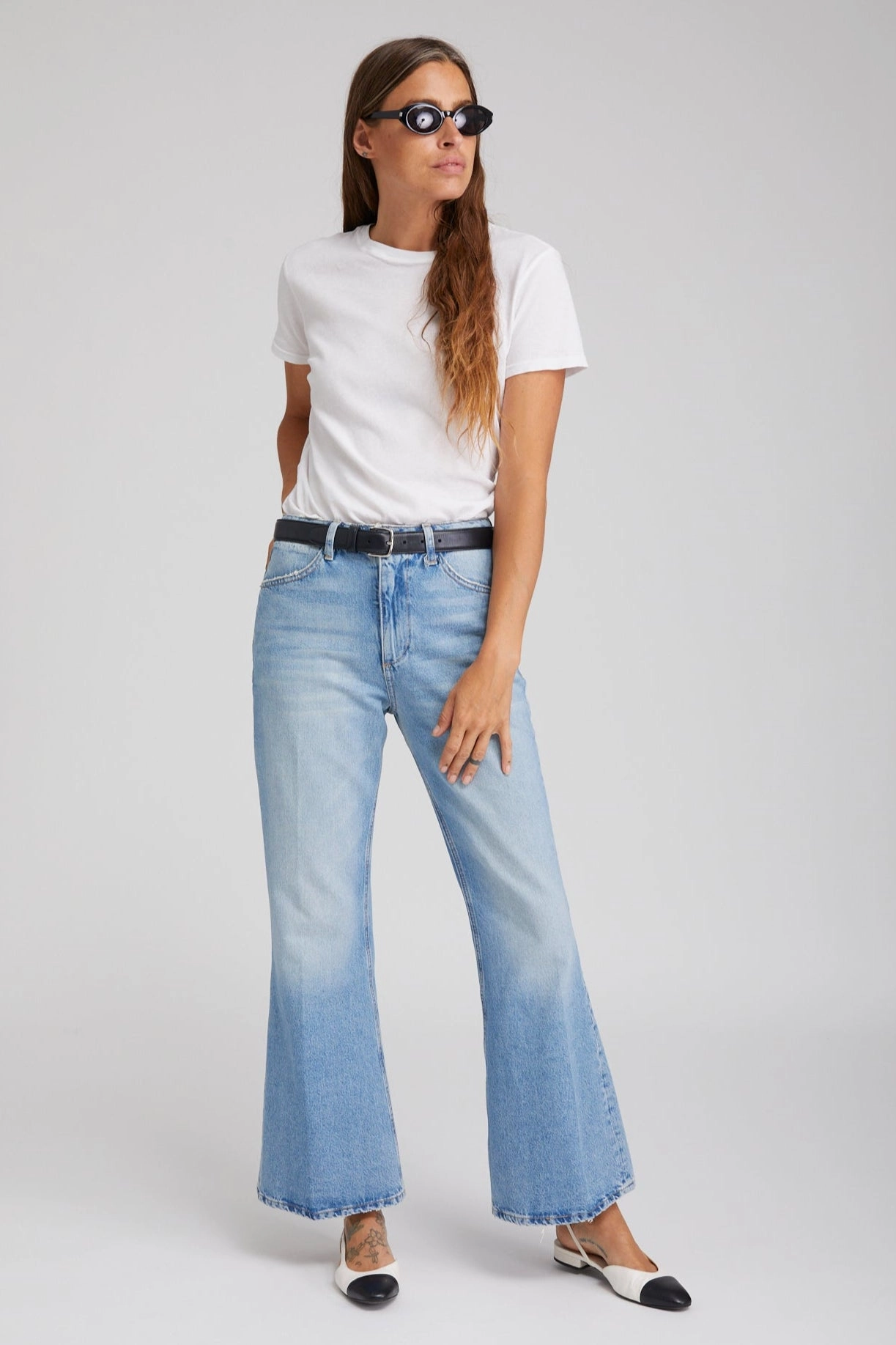 AntiMicrobialLining Layered Collar Design Victoria Boyfriend Flare Denim
