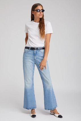 AntiMicrobialLining Layered Collar Design Victoria Boyfriend Flare Denim