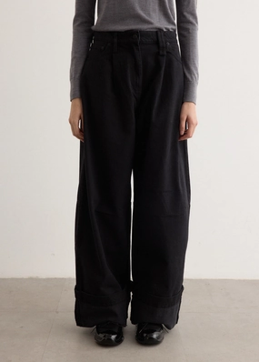 Office Wear Couple Look Work Ready Unisex Look Zipper Guard Technology Wide Leg Puddle Jeans