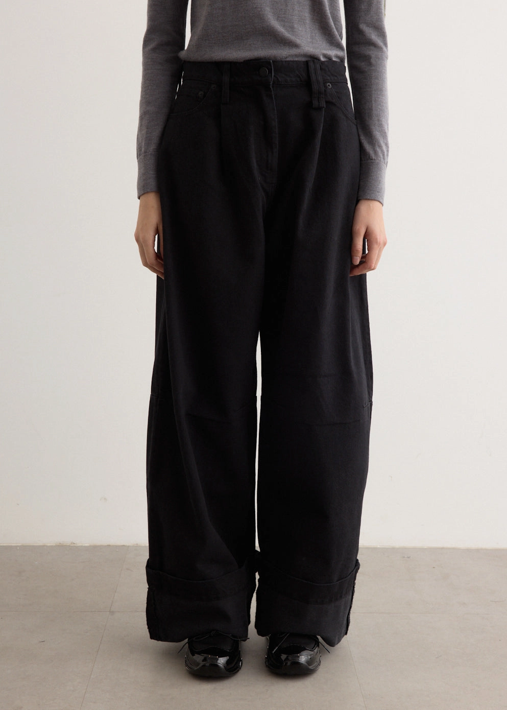 Office Wear Couple Look Work Ready Unisex Look Zipper Guard Technology Wide Leg Puddle Jeans