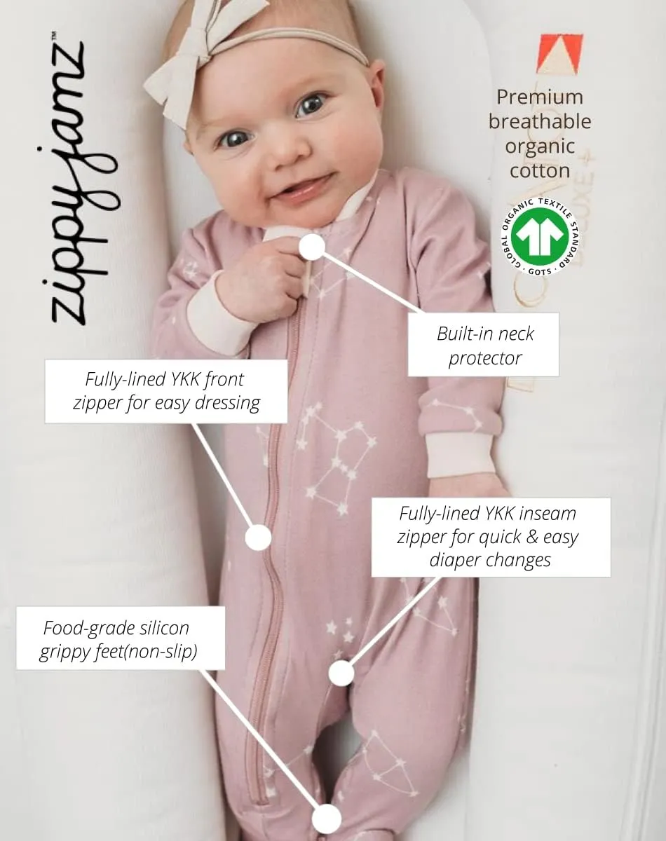 zippyjamz – Zipper Organic Sleeper Footed Onesies Sleeper Baby Pajamas with Inseam Zipper