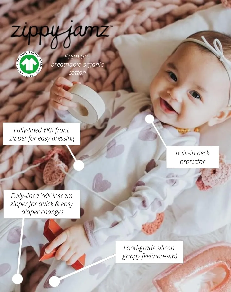 zippyjamz – Zipper Organic Sleeper Footed Onesies Sleeper Baby Pajamas with Inseam Zipper