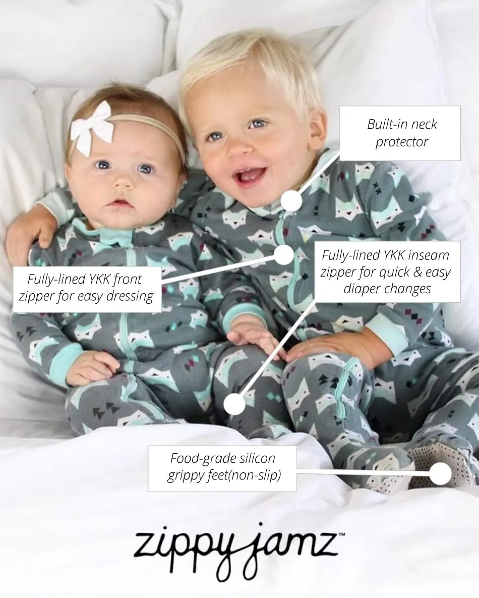 zippyjamz – Zipper Organic Sleeper Footed Onesies Sleeper Baby Pajamas with Inseam Zipper