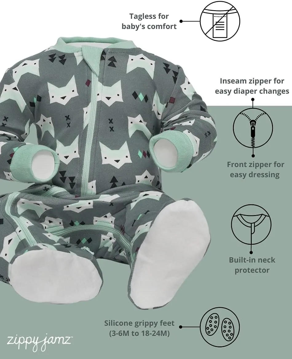 zippyjamz – Zipper Organic Sleeper Footed Onesies Sleeper Baby Pajamas with Inseam Zipper