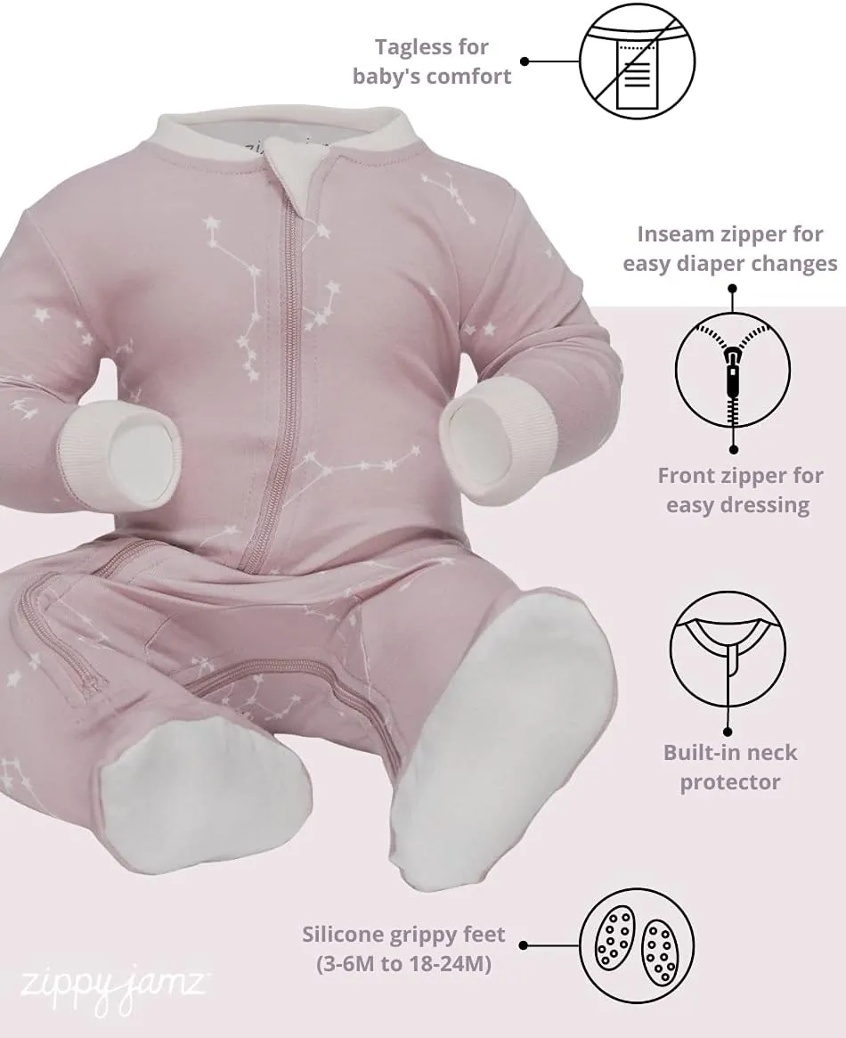 zippyjamz – Zipper Organic Sleeper Footed Onesies Sleeper Baby Pajamas with Inseam Zipper