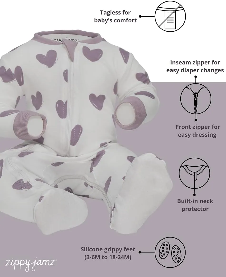 zippyjamz – Zipper Organic Sleeper Footed Onesies Sleeper Baby Pajamas with Inseam Zipper