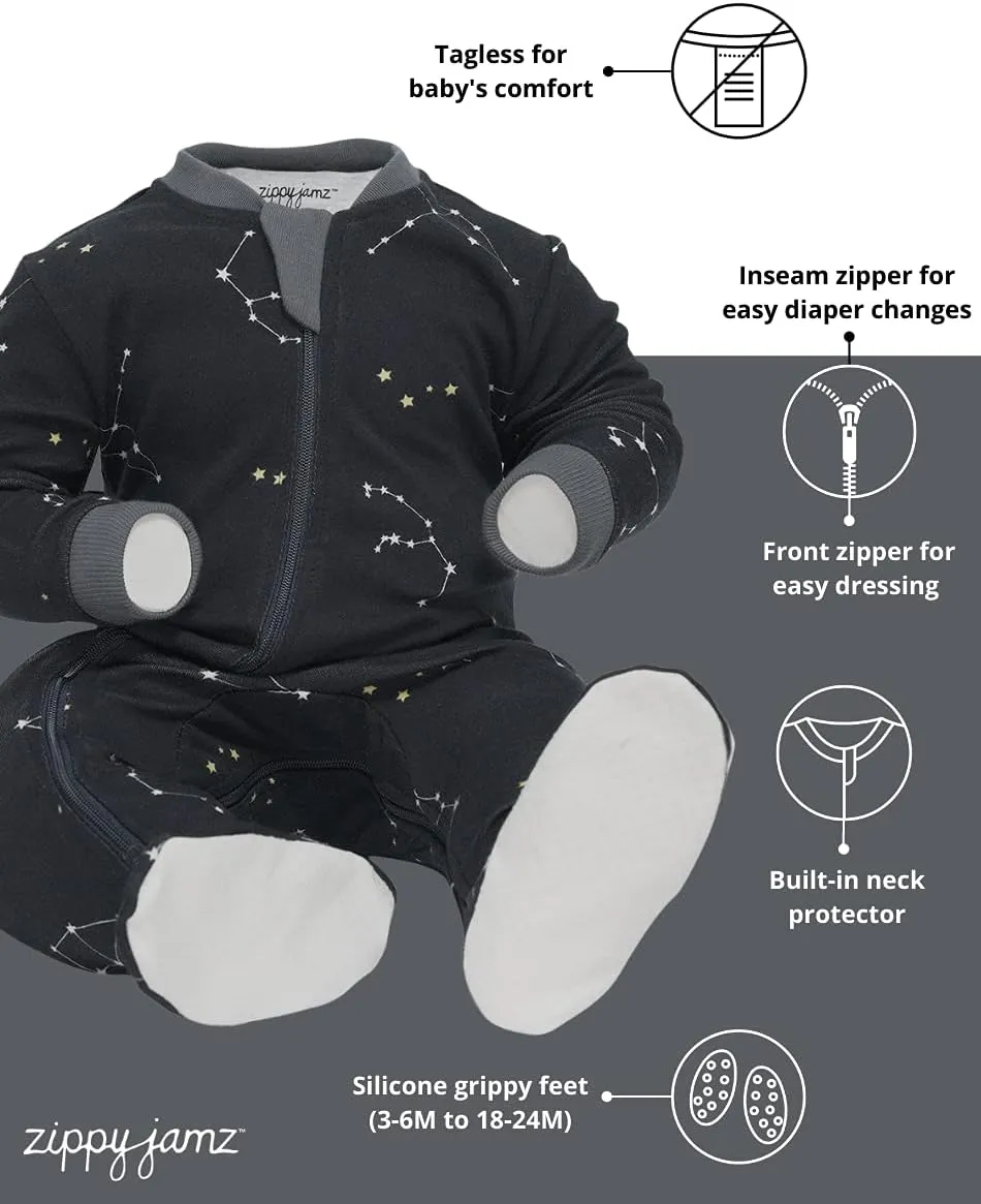 zippyjamz – Zipper Organic Sleeper Footed Onesies Sleeper Baby Pajamas with Inseam Zipper