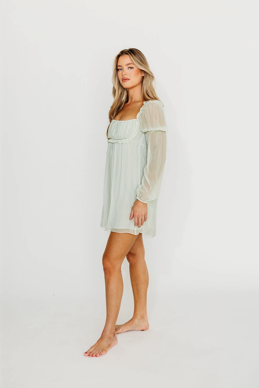 Cyrus Mini Dress in Sage *Final-Sale* Urban Style Wedding-Guest