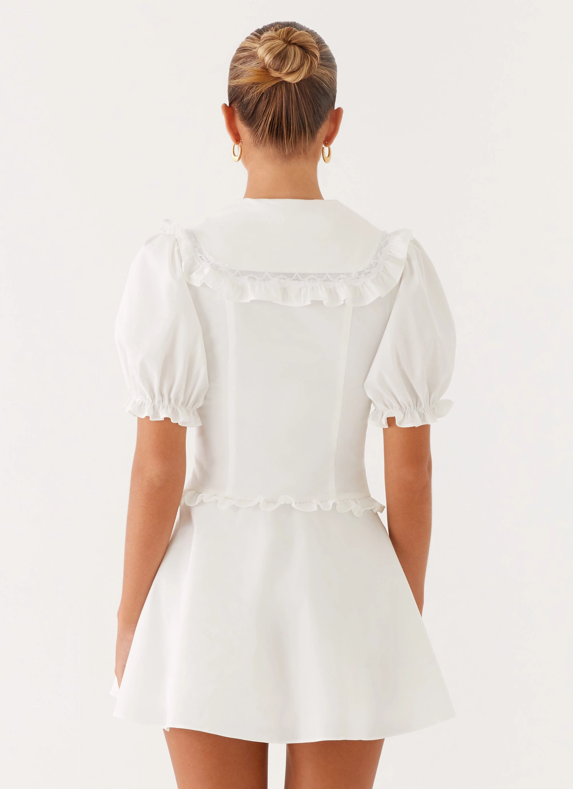 Low-Waist Feminine Structure Seana Mini Dress - White