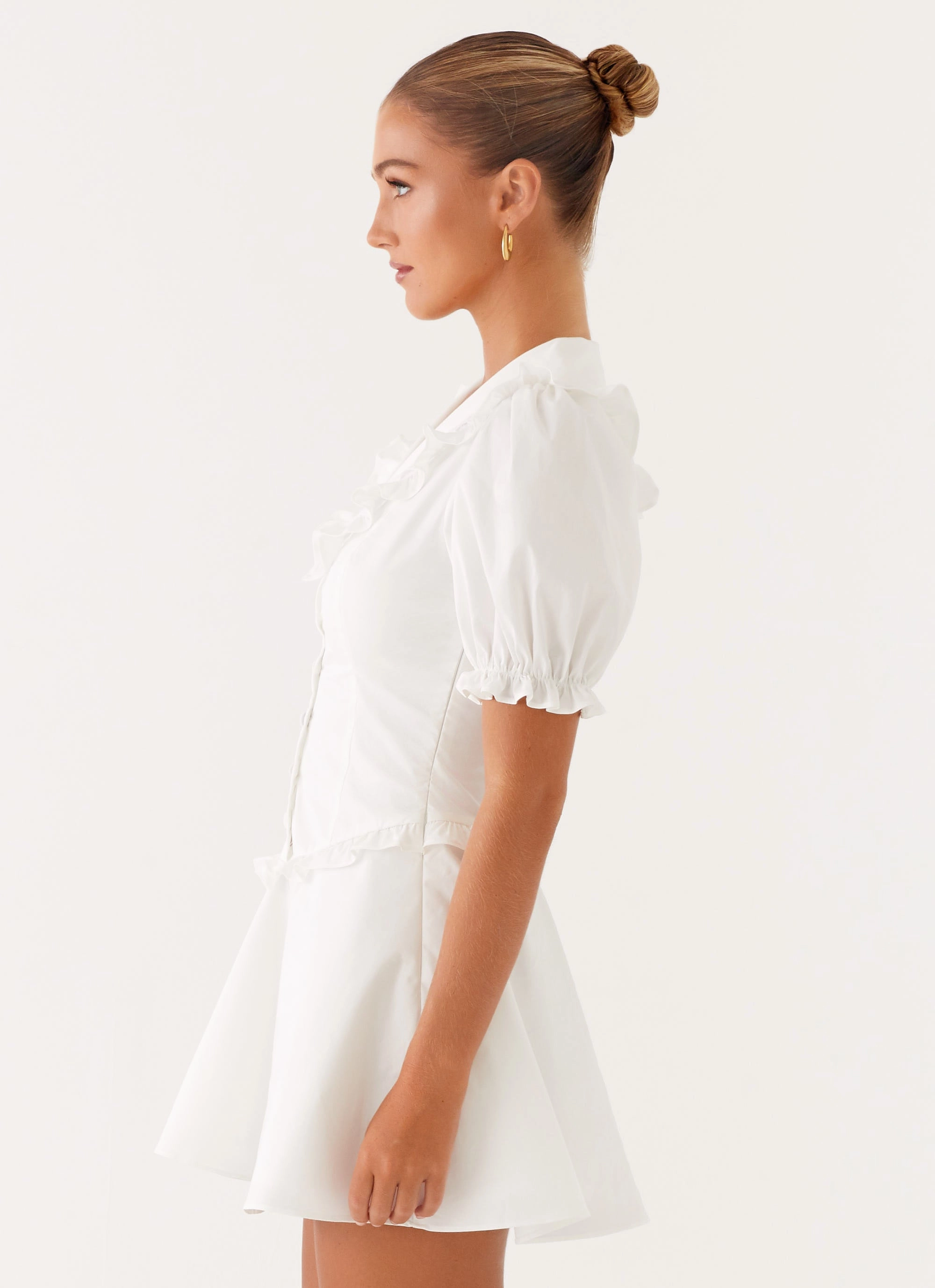 Seana Mini Dress - White Soft-Lining Feminine Comfort