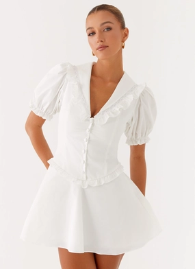 Feminine fit-and-flare silhouette Silky Drape Seana Mini Dress - White