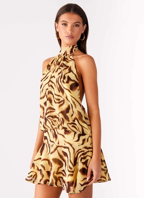 Versatile Comfort Zulla Backless Mini Dress - Laguna Print