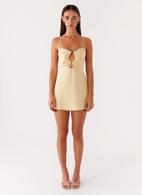 A Line Cut Zuma Mini Dress - Yellow